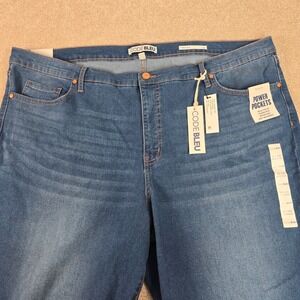 Code Bleu Chelsea Capri Jeans Bluebell Wash Tummy Panel Studded Plus Size 24W